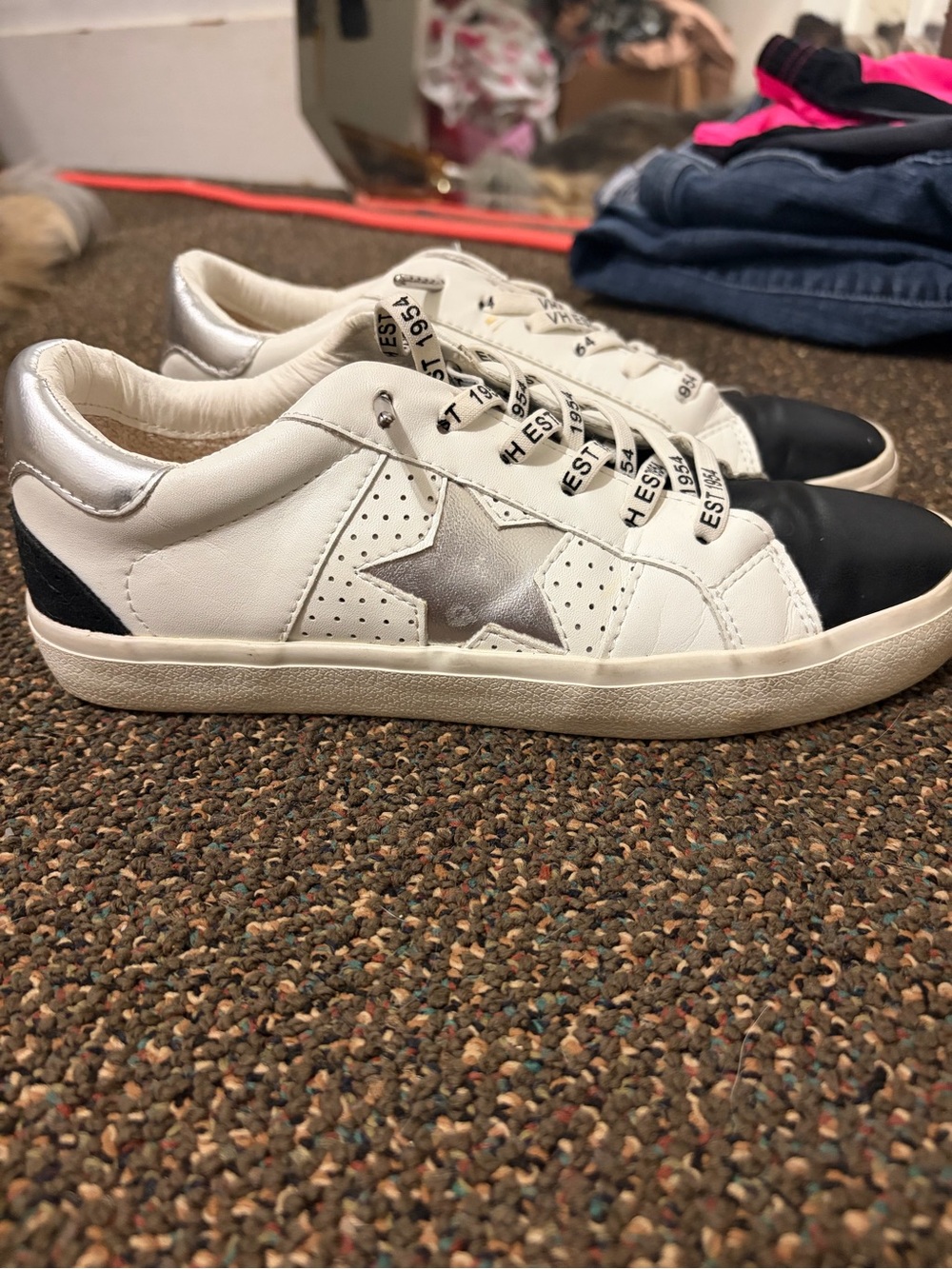 Vintage Havana White Silver Star Sneakers Women’s Size 7.5 Lace Up - Picture 4 of 6